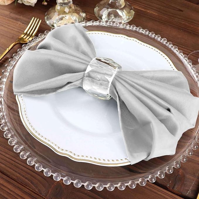 Efavormart Premium Cloth Napkins Set of 5, 20x20 Inch Silver Seamless Dinner Napkins, Washable Linen Table Napkin Cloth with Hemmed Edges for Weddings, Party and Banquet - Image 7