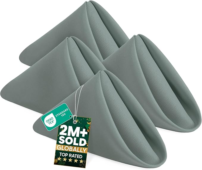 Utopia Home [24 Pack, Light Grey] Cloth Napkins 17x17 Inches, 100% Polyester Hemmed Edges, Washable and Reusable Ideal for Parties, Weddings and Dinners by UTOPIAHOME