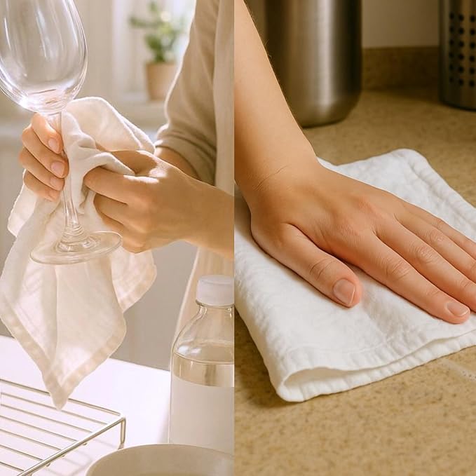 GOTS Certified 100% Organic Cotton Flour Sack | Tea Towel for Crafts| Kitchen Hand and Dish Towel Sets | Baking Bread Proofing Linen Cover| Super Absorbent | 12 Pack 28"x28" Extra Large | White - Image 9