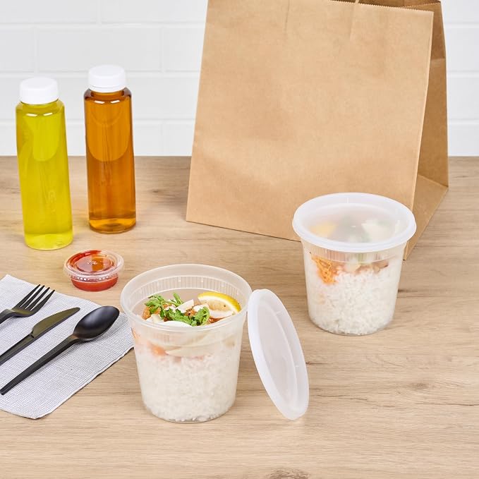 Restaurantware-Asporto 24 Ounce To Go Boxes, 25 Microwavable Round Soup Containers - Clear Plastic Lids Included, Do Not Contain BPA, Clear Plastic Catering Food Containers, Disposable - Image 4