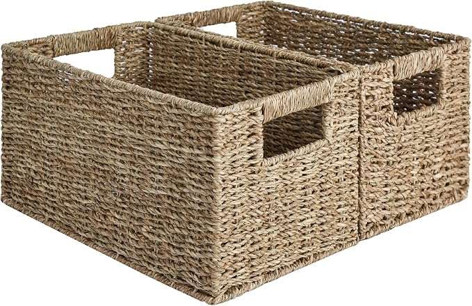 StorageWorks Wicker Baskets for Storage, Seagrass Storage Baskets, 2-Pack | Seagrass Baskets, Wicker Storage Baskets for Organizing, Wicker Storage Baskets for Shelves, Pantry Organizers and Storage - Image 4