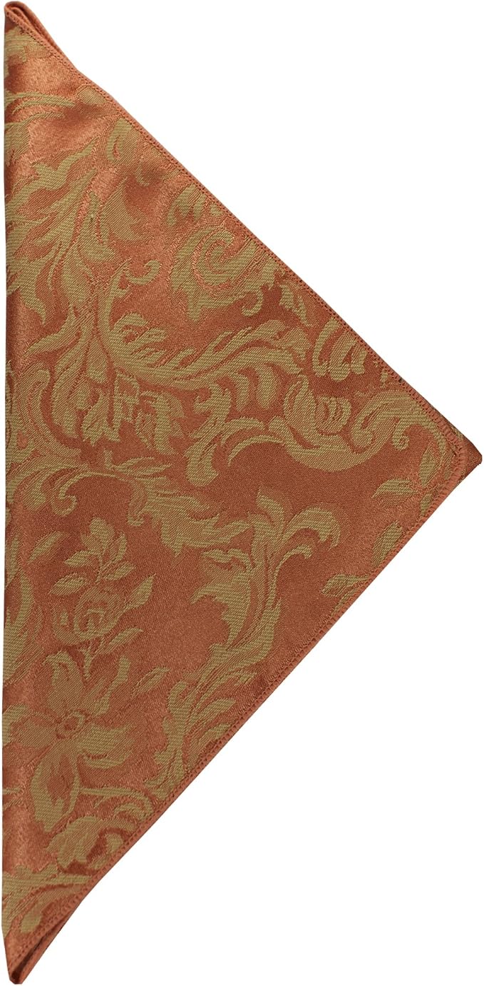 17x17-Inch Square Damask Cloth Napkins, Sienna, Set of 12 | Bulk Case of 1 Dozen, Miranda Jacquard, 50% Cotton / 50% Polyester Fabric, Woven Damask Pattern, Soft Hand, Machine Washable by UltimateTextile