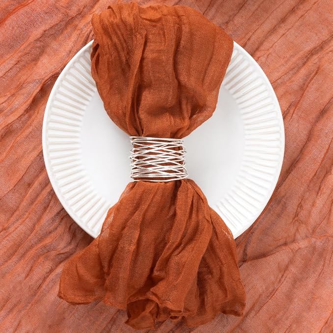 DeZerlor Fall Terracotta Cheese Cloth Napkins Set of 30 for Wedding Party | Reusable Burnt Orange Cloth Napkins Bulk, for Bridal Baby Shower Dinner Cocktail Birthday Home, 21x21 Inches - Image 2