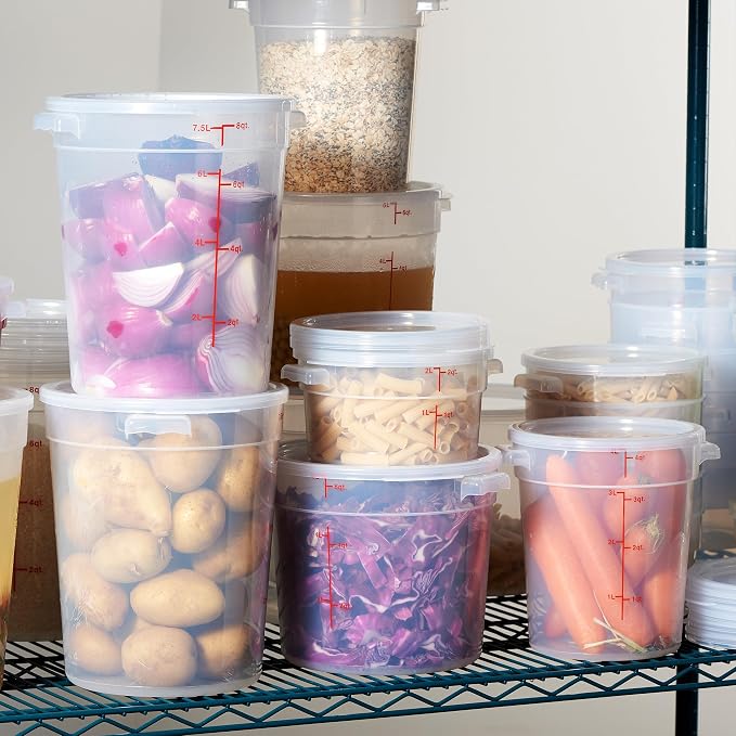 4 Quart Translucent Round Food Storage Container with Lid, Pack of 4 – NSF Listed, BPA-Free, Commercial-Grade Polypropylene, Freezer & Dishwasher Safe, Non-Stick, Easy-Read Graduations - Image 8