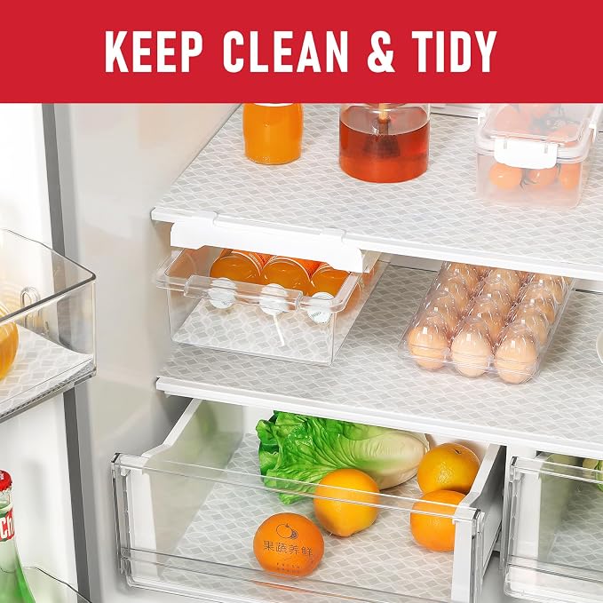 Cooyes Refrigerator Liners 17.7" x 360", Absorbent Strong Grip Fridge Mats Machine Washable, Non-Adhesive Refrigerator Shelf Liner for Fridge Bins & Kitchen Cabinets, Gray - Image 2