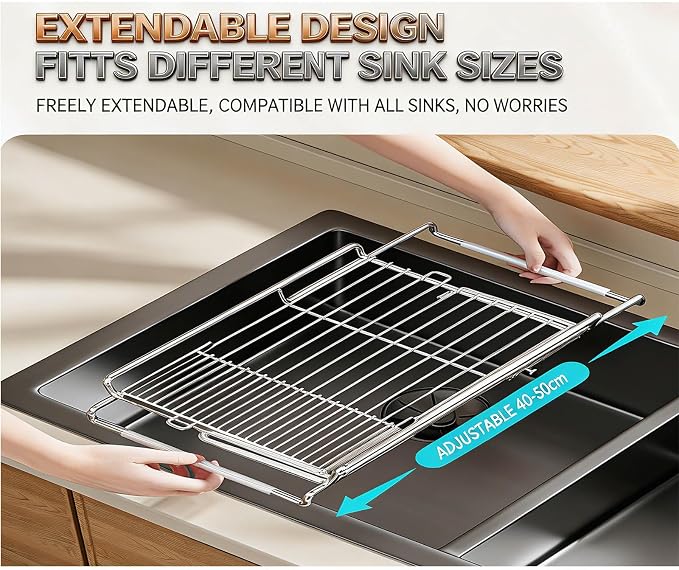 Foldable Stainless Steel Dish Drying Rack – Compact Collapsible Kitchen Counter Organizer, Small Space-Saving Drying Rack, Silver-Small - Image 5