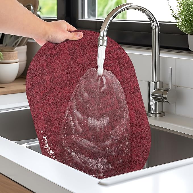 Placemats for Dining Table Set of 8 Non-Slip, Heat Resistant Oval Leather Placemat Double Layer, Waterproof Table Mats Easy to Clean for Kitchen Dining Room Coffee Office Table, Wine Red - Image 5