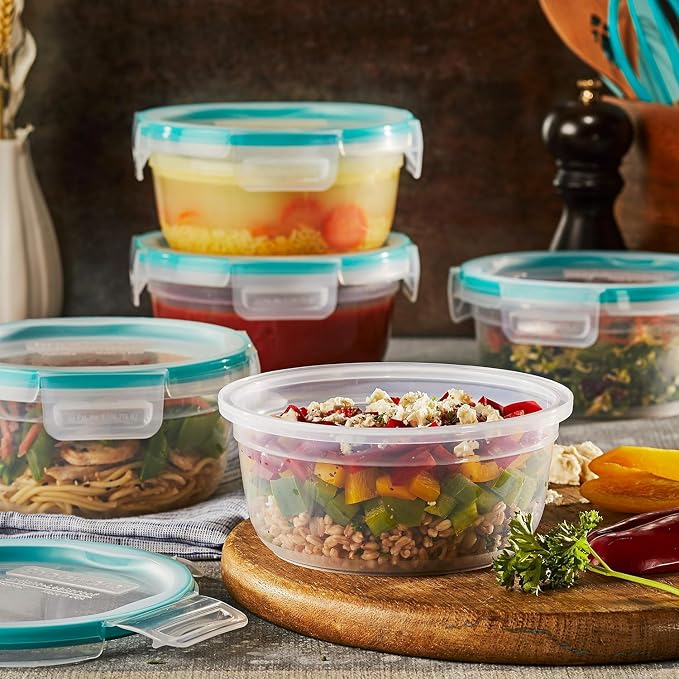 Snapware Plastic Total Solutions (5-Pack, 3.8 Cup) Food Storage Containers | Meal prep containers with plastic BPA-free lids with 4 locking tabs, microwave, dishwasher, & freezer safe - Image 3