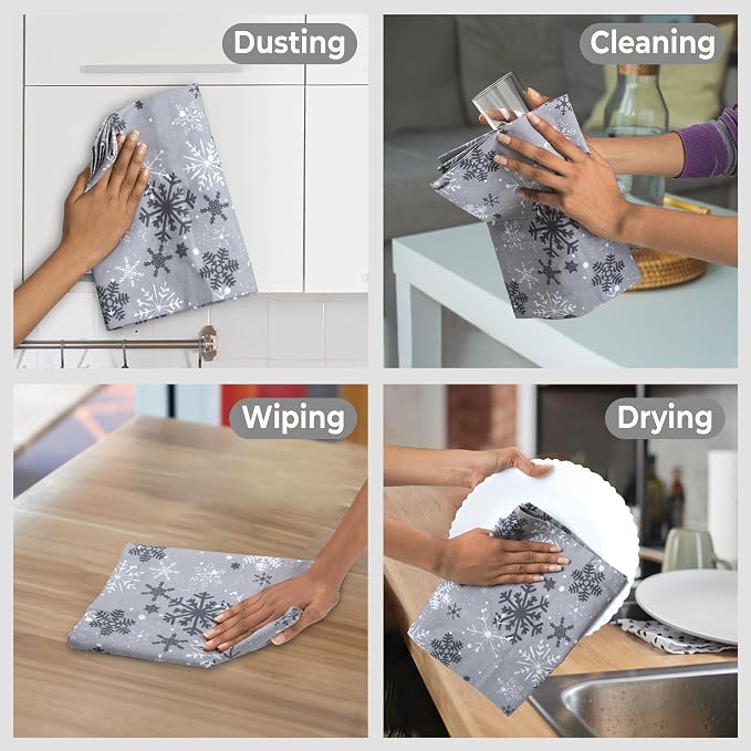 Urban Villa Kitchen Towels Cotton Dish Towels 20”x30” (Set of 6) Grey Snow - Image 3