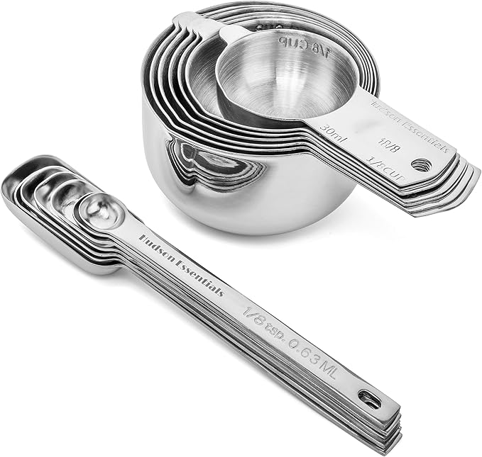 Hudson Essentials Stainless Steel Measuring Cups and Spoons Set (14 Piece Set) - Image 4
