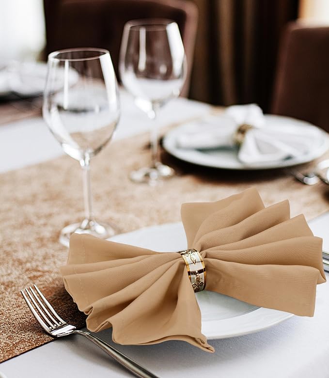 Utopia Home [24 Pack, Beige] Cloth Napkins 20x20 Inches, 100% Polyester Hemmed Edges, Washable and Reusable Ideal for Parties, Weddings and Dinners - Image 9