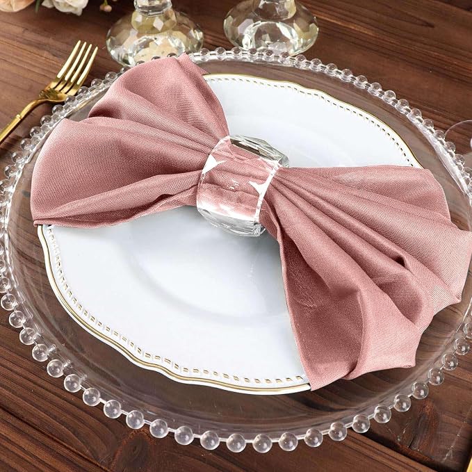 Efavormart Premium Cloth Napkins Set of 5, 20x20 Inch Dusty Rose Seamless Dinner Napkins, Washable Linen Table Napkin Cloth with Hemmed Edges for Weddings, Party and Banquet - Image 8