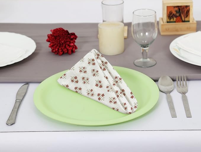 Cotton Cloth Napkins Natural Reusable Fall Dinner Napkins Reusable Machine Washable Fabric for Events, Gift, Home Decor - 18"x18" - Set of 12 (Brown Floral (Pack of 12), 18x18 Inchs) - Image 3