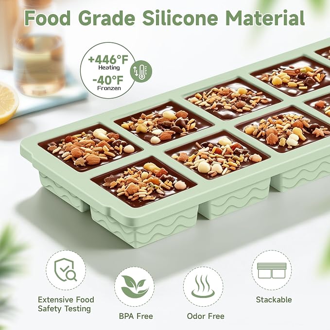 Ice Cube Tray with Lid (4-Pack), 2 Tbsp Large Silicone Freezer Molds, Perfect for Coffee Whiskey Cocktail Ice Making, Stackable Freezer Containers for Storing Sauce, Garlic, Herbs, Ginger - Image 3