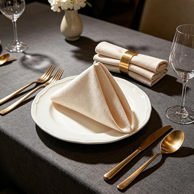 17x17 Beige Linen Cloth Napkins Set of 12 Reusable Holiday Dining | Perfect for Thanksgiving dinner. This 12-pack of reusable beige cloth napkins adds a warm, rustic vibe to your table. by UWWGKK