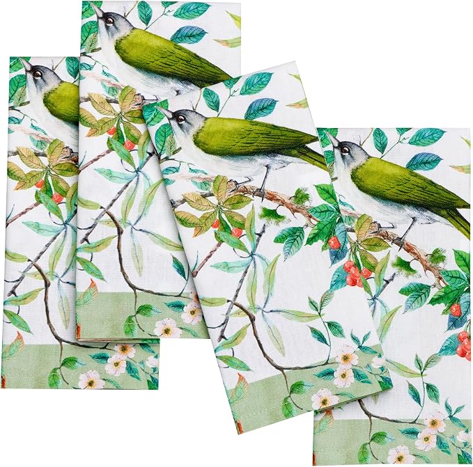 Maison d' Hermine Cloth Napkins Set of 4 Reusable 100% Cotton (18" x 18") | Everyday Square Napkins Cloth Washable Dinner Party Wedding Restaurant Hotel Kitchen Spring Summer - Mesange by MaisondHermine