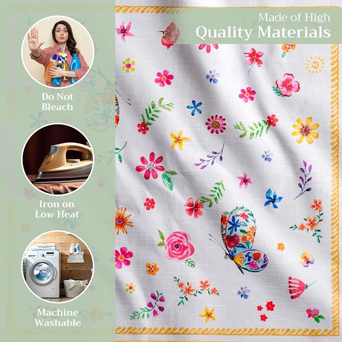 Maison d' Hermine Cloth Napkins Set of 4 Reusable 100% Cotton (20" x 20") | Everyday Square Napkins Cloth Washable Dinner Party Wedding Restaurant Hotel Kitchen Spring Summer - Happy Florals - Sweety - Image 3