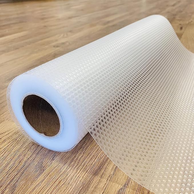 EVALAND Shelf Liner Cabinet Liner Non-Adhesive Drawer Liner 13.8 in x 20 FT | Non-Slip, Washable, Waterproof, Fridge Liners, Contact Paper, Shelf Liners for Cabinets, Kitchen, Refrigerator, Clear by EVALAND