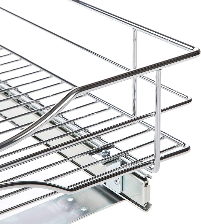 Home Zone Living Pull Out Kitchen Cabinet Organizer | Steel Frame with Handle for Easy Access, 21" x 17" x 5.55", Chrome - Image 5