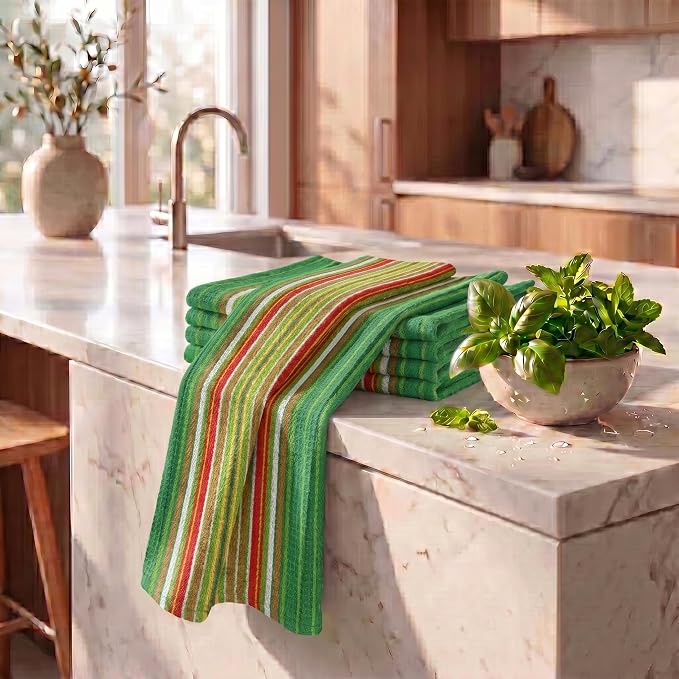 Urban Villa Kitchen Towel Cotton Dish Towel 20”x30”(Set of 6) Leaf Green - Image 6