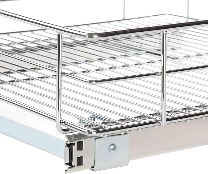 Home Zone Living Pull Out Kitchen Cabinet Organizer | Steel Frame with Handle for Easy Access, 21" x 20" x 5.55", Chrome - Image 5