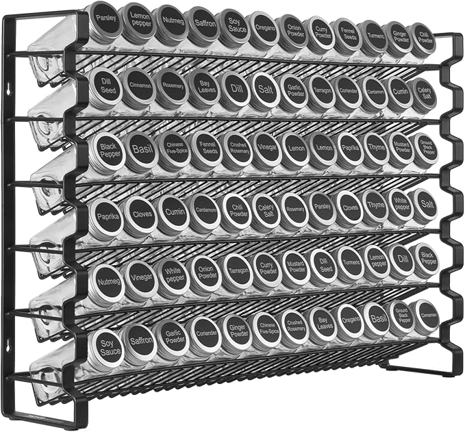 VEVOR Spice Rack Organizer for Cabinet, Spice Organizer with 72 Empty Spice Jars, Lids, Spice Labels, and Funnel Complete Set, Seasoning Organizer for Countertop, Kitchen, Pantry, Cupboard, 23x16 in - Image 10