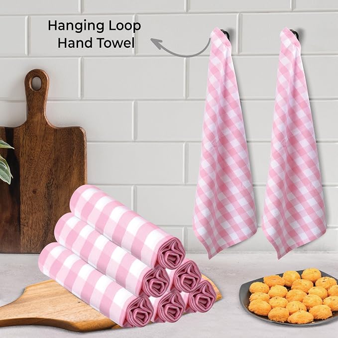 Urban Villa Kitchen Towels Cotton Dish Towels 20”x30” (Set of 6) Pink Wht - Image 3