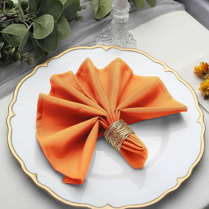 Efavormart Premium Cloth Napkins Set of 5, 17x17 Inch Orange Seamless Dinner Napkins, Washable Linen Table Napkin Cloth with Hemmed Edges for Weddings, Party and Banquet - Image 6