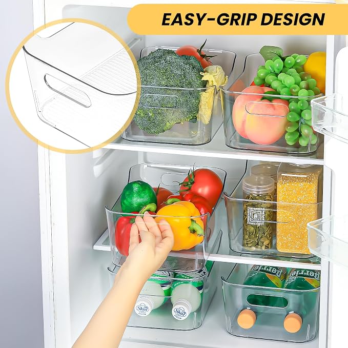CiWiVOKi 12 Pack Clear Plastic Storage Bins, Acrylic Organizer and Containers with Handle for Pantry, Cabinet, Closet, Refrigerator, Freezer, Bathroom, Kitchen Under Sink Storage - Image 3