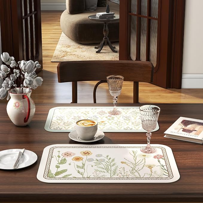 Vinyl Waterproof Placemats Set of 6 Rectangular,12"*17"-Serenity D | Wipeable Beautiful Print Place Mats,Stain Resistant,Heat Resistant,Everyday Meals,Kitchen,Dinning,Holiday,Decor - Image 3