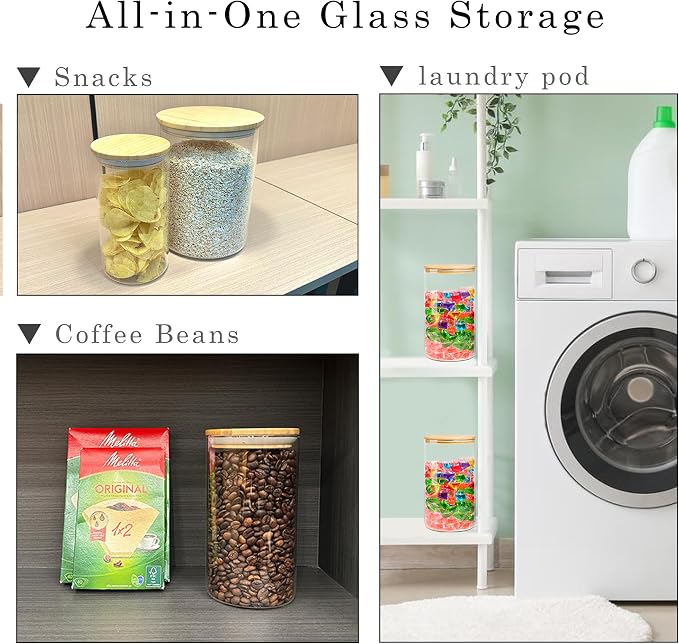 Glass Storage Jars Set Elegant Containers with Airtight Bamboo Lids, Perfect for Kitchen Organization - Flour, Rice, Pasta, Sugar, Coffee Beans, Accessories Included (2 packs(111oz)) - Image 9