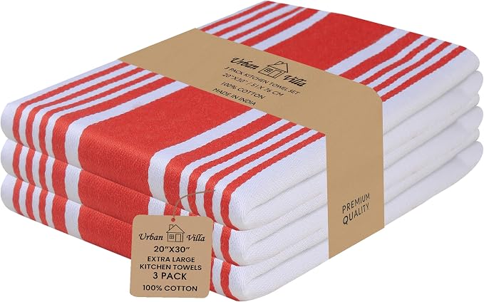 Urban Villa Kitchen Towels Cotton Dish Towels 20”x30” (Set of 3) Chillired by CottonTrends