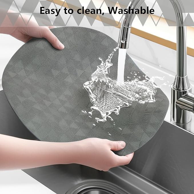 Jovono Upgraded 15" Round Placemats Set of 8, Waterproof & Oil-Proof, Non-Slip Reversible Washable Big Table Mats, Spill-Proof for Kids Families, Restaurant, Hotel, Kitchen, Indoor, Gray - Image 6