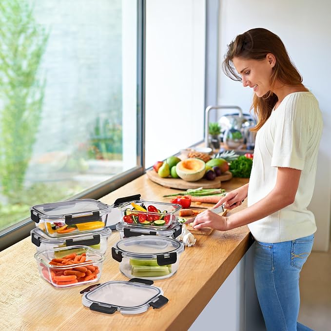 Sorbus 16pc (8 Rectangular 35oz Food Storage Containers and 8 Airtight Lids) – 4.4 Cup Glass Meal Prep Containers, Dishwasher, Freezer, and Oven Safe – Reusable Glass Food Containers for Meal Prep - Image 4