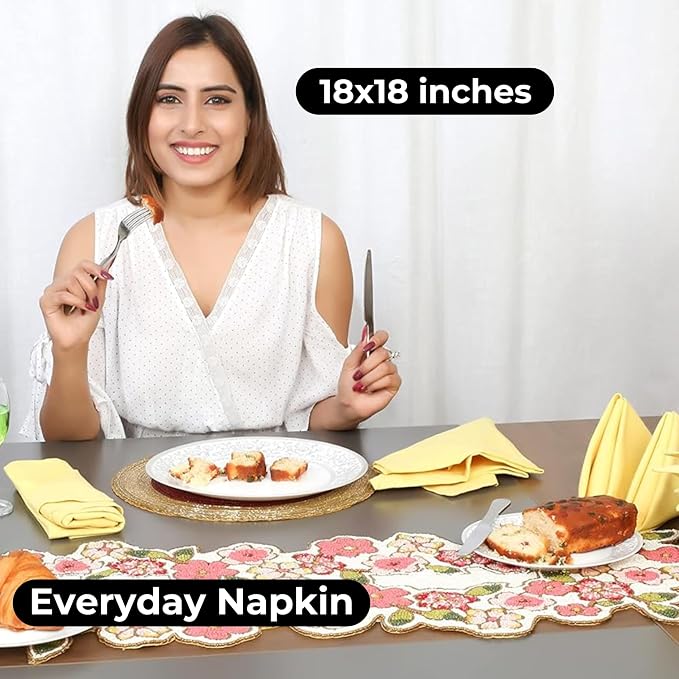 Bedding Craft Cotton Dinner Cloth Napkins Set of 12 – 18x18 Sand Yellow – Reusable & Machine Washable Fabric Napkins for Weddings, Restaurants & Everyday Dining - Image 7