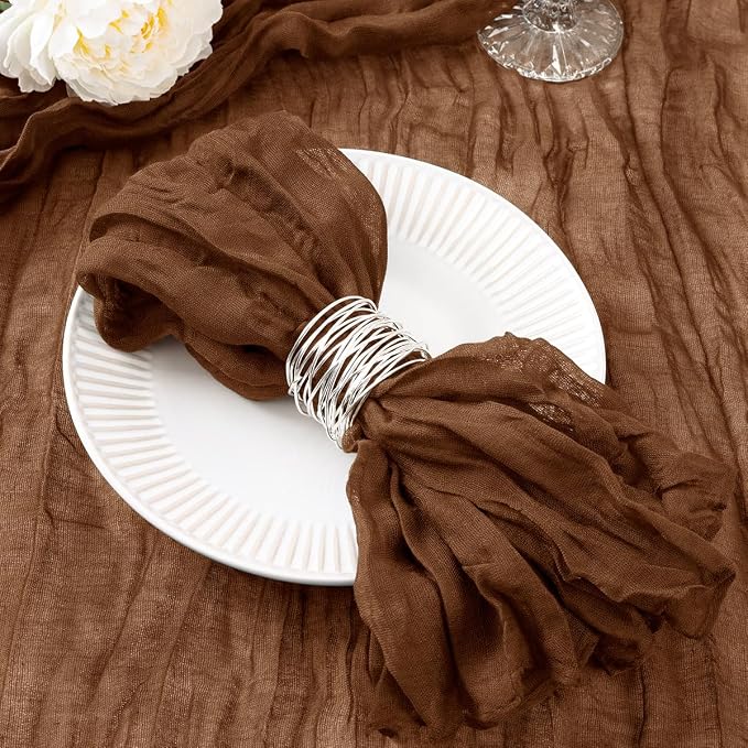 DeZerlor Brown Washable Cheesecloth Napkins Set of 30 for Wedding Party | Reusable Fall Cloth Napkins Bulk, for Bridal Baby Shower Dinner Cocktail Birthday Home, 21x21 Inches by DeZerlor