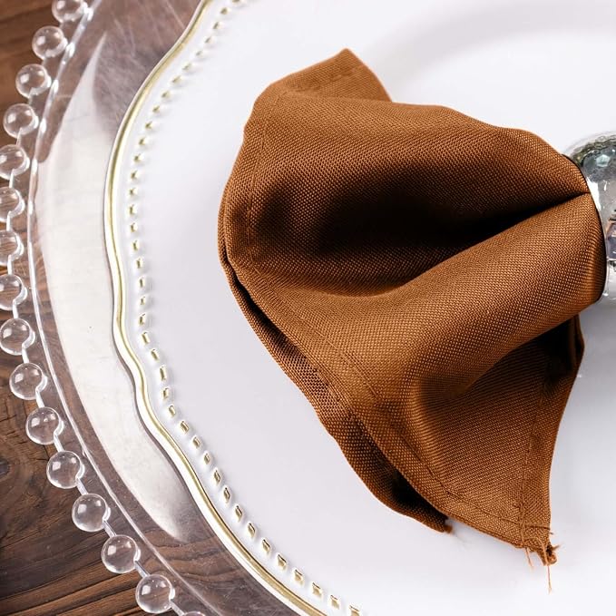 Efavormart Premium Cloth Napkins Set of 100, 17x17 Inch Brown Seamless Dinner Napkins, Washable Linen Table Napkin Cloth with Hemmed Edges for Weddings, Party and Banquet - Image 9