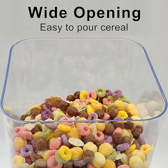 Cereal Dispenser Countertop, 5.5 Qt Cereal Containers Storage, Organization and Storage Containers for Kitchen, Snack Dispenser for Rice, Grains, Dry Food, Oatmeal, Pet food, White, 3Pc - Image 3