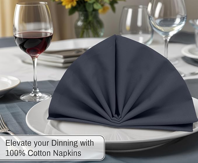 Ruvanti Cloth Napkins Set of 6, 18x18 Inches, 100% Cotton, Washable, Soft & Absorbent, Perfect for Wedding, Christmas, ‎Thanksgiving Dinners - Ombre Blue - Image 4
