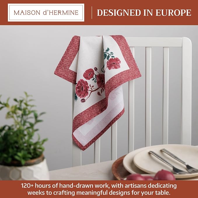 Maison d' Hermine Cloth Napkins Set of 4 Reusable 100% Cotton (18" x 18") | Everyday Square Napkins Cloth Washable Dinner Party Wedding Restaurant Hotel Kitchen Spring Summer - Poppy - Image 2