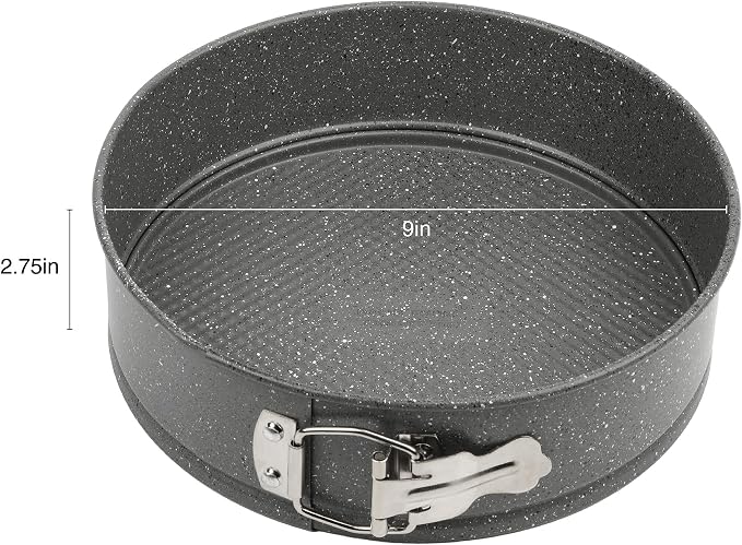 David Burke 9" Springform Pan – Carbon Steel Cheesecake Mold with Removable Bottom, Oven Safe, PFTE & PFOA Free – Gray Speckle - Image 4