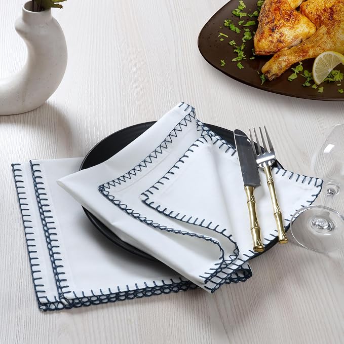 Bedding Craft Cotton Cloth Dinner Napkins Set of 12 – 18x18 Magical Forest Reusable Fabric Napkins with Blanket Stitch Selvedge – Elegant Washable Wedding Napkins for Dining, Kitchen & Events - Image 2