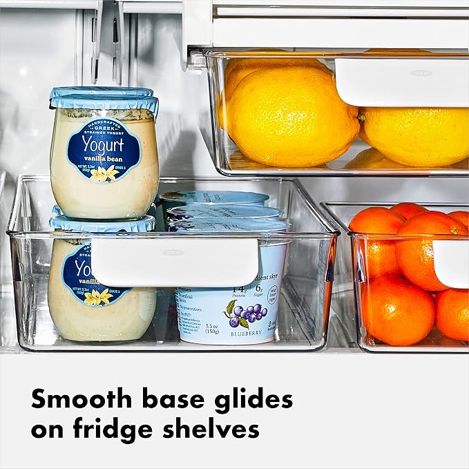 OXO Good Grips Fridge Organization Bin 5 in x 14 in - for Yogurt Cups, Small Produce, Berry Bins and More - Image 5