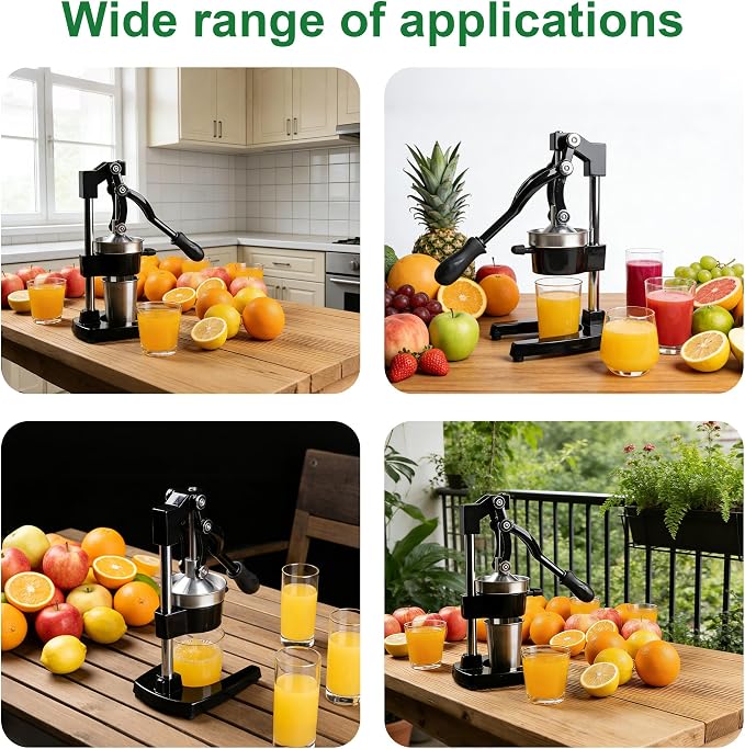 Heavy Duty Cast Iron Manual Juicer, Labor-Saving Lever Citrus Press for Orange Lemon Pomegranate, High Yield Hand Press Fruit Squeezer, Commercial Countertop Juicer with 500ml Stainless Steel Cup - Image 5
