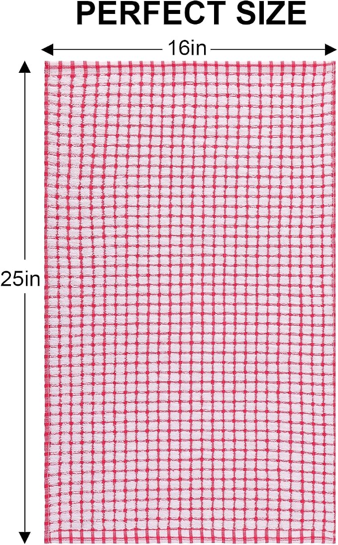 Kitinjoy Cotton 6 Pack Terry Kitchen Towels, Red | 16 x 25 Inches Super Soft and Absorbent Dish Towels, Quick Drying hand towels for kitchen Drying - Image 6