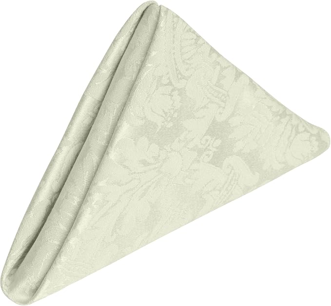 20 x 20-Inch Square Damask Cloth Napkins, Ivory Set of 120 | Bulk Case of 10 Dozen, Saxony, Ivory Cream, Dinner Napkins, 50% Cotton / 50% Polyester Fabric, Woven Damask Pattern by UltimateTextile