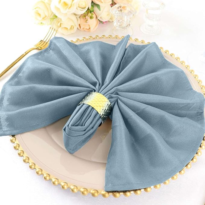 Efavormart Premium Cloth Napkins Set of 25, 20x20 Inch Dusty Blue Seamless Dinner Napkins, Washable Linen Table Napkin Cloth with Hemmed Edges for Weddings, Party and Banquet - Image 6