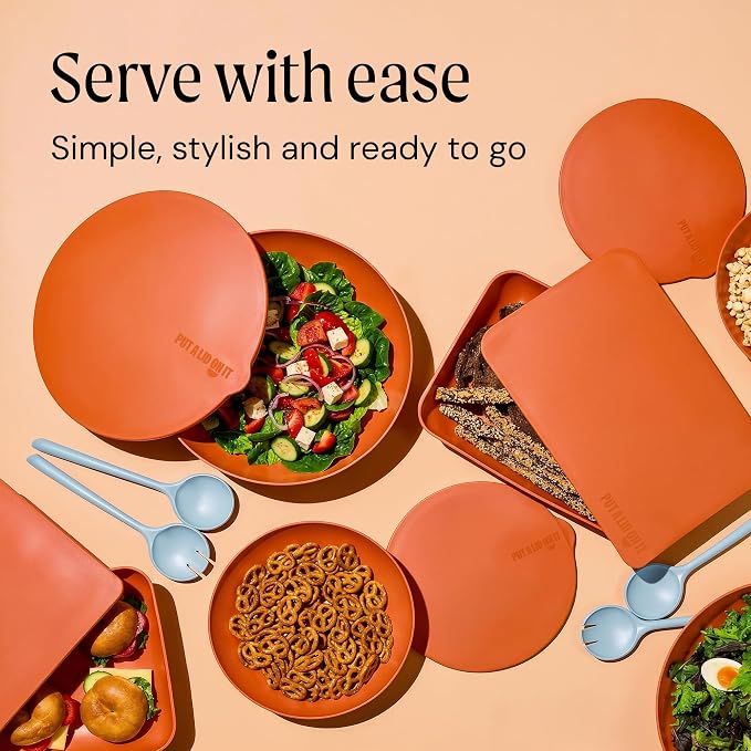Large Serving Bowl with Lid - Certified Recycled Food-Safe Plastic, BPA-Free, Dishwasher, Microwave, Fridge and Freezer Safe | 4.96qt | Papaya - Image 5