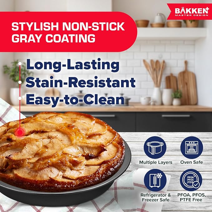 Baking Set – 10 Piece – Deluxe Non Stick Black Coating Inside and Outside – Carbon Steel Bakeware Set – PFOA PFOS and PTFE Free by Bakken - Image 4