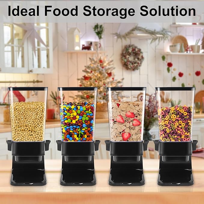 Cereal Dispenser Countertop with Lids, 5L Organization and Storage Containers for Kitchen and pantry, Rice Dispenser for food, Cereal, Beans, Nuts, Snack,Oatmeal, Dog Food, Bird Seed, Black, 3Pc - Image 6